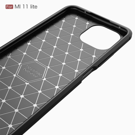 Чехол Brushed Texture Carbon Fiber на Xiaomi Mi 11 Lite/Mi 11 Lite NE - черный