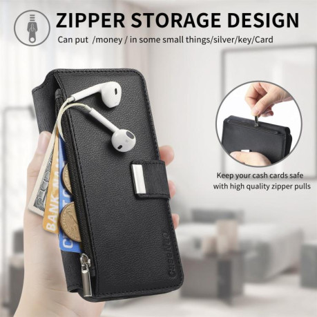 Чохол-книжка CaseNeo MagSafe RFID Anti-theft Zipper Wallet Retro Leather для Realme GT 7 Pro - чорний