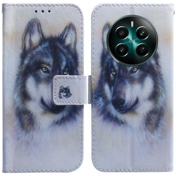 Чехол-книжка Coloured Drawing для Realme 12+ 5G/12 4G/13 4G - Wolf