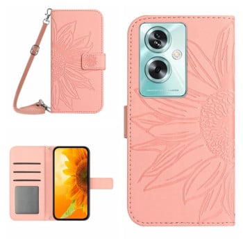 Чохол-книжка Skin Feel з малюнком соняшника на OPPO Reno11 F 5G/F25 Pro 5G - рожевий