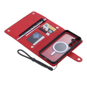 Чехол-книжка ViLi GHB Series MagSafe Magnetic Zipper Leather для Samsung S23 FE - красный