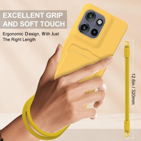 Силиконовый чехол Integrated Card Bag Solid Color Liquid Silicone на Motorola Edge 50 Neo / 60 Neo — жёлтый