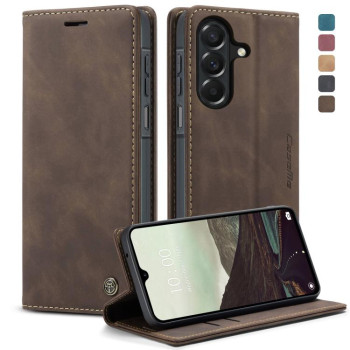 Чехол-книжка CaseMe-013 многофункциональный с кармашком на карт на Galaxy A27 5G — кофейный