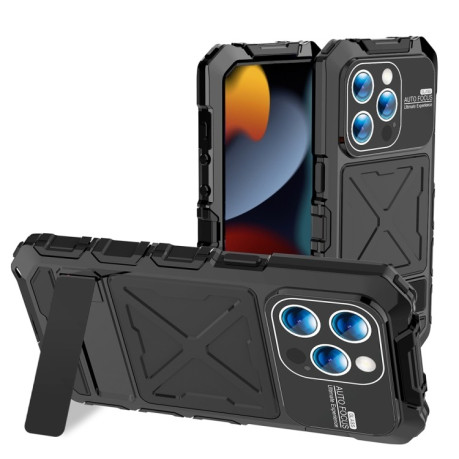 Противоударный металлический чехол R-JUST Dustproof на iPhone 15 Pro Max - черный