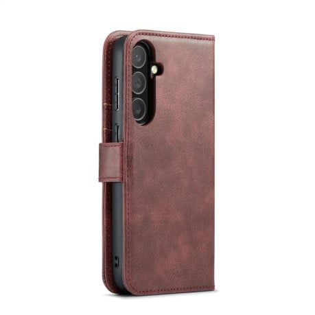 Чохол-книжка DG.MING з фактурою Crazy Horse на Samsung Galaxy S25 FE 5G - червоний