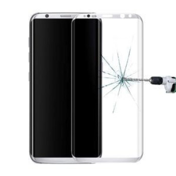 Защитное 3D Стекло на весь экран Silk-screen 0.3mm 9H для Samsung Galaxy S8 / G9500-серебристое