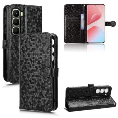Чехол-книжка с фактурой Honeycomb Dot и магнитным хлястиком на Infinix Hot 60 Pro+ 4G - черный