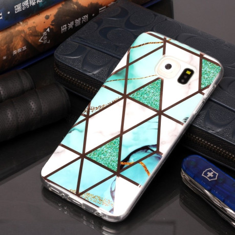 Чохол Plating Marble Pattern для Samsung Galaxy S6 Edge - світло-зелений