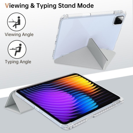 Чехол-книжка Clear Acrylic Demation Leather для Xiaomi Pad 7 / 7 Pro - серый