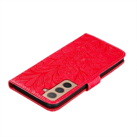 Чехол-книжка Lace Flower для Samsung Galaxy S22 5G - красный