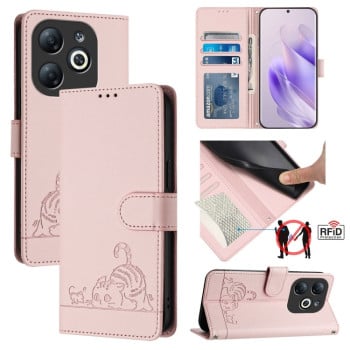 Чохол-книжка Cat Embossing Pattern на Infinix Smart 8 - рожевий