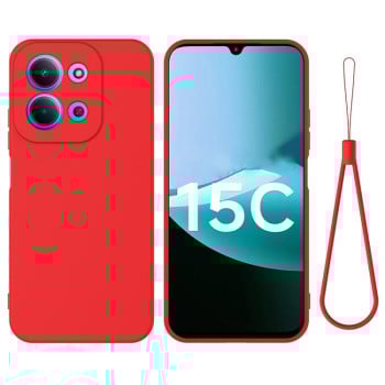 Силиконовый чехол Solid Color Liquid Silicone на Xiaomi Redmi 15C 4G / 5G 173.1mm /Poco C85- красный