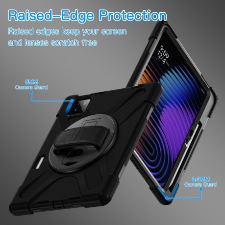 Чехол Rotatable Holder Silicone Hybrid PC для Xiaomi Pad 7 / 7 Pro - черный