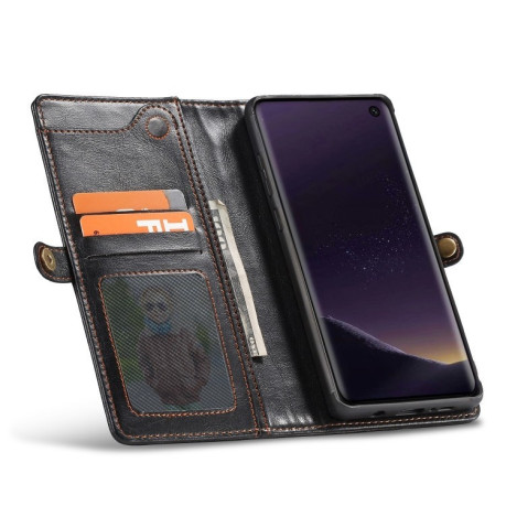 Шкіряний чохол-книжка CaseMe Qin Series Wrist Strap Wallet Style із вбудованим магнітом на Samsung Galaxy S10e-чорний