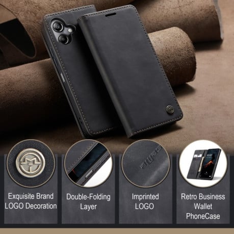Чехол-книжка CaseMe-013 многофункциональный с кармашком на карт на Samsung Galaxy A07/A06 - черный