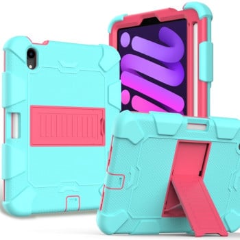 Противоударный чехол Two-Color Robot для iPad mini 7/ mini 6 - зелено-пурпурно-красный