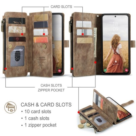 Чехол-кошелек CaseMe-C30 для Samsung Galaxy S24 FE 5G - коричневый
