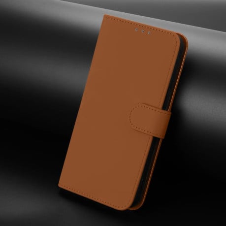 Чехол-книжка с мягким покрытием (Skin Feel) со шнурком на Xiaomi Poco M7 4G 169mm - коричневый