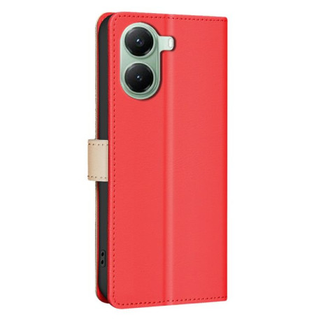 Чехол-книжка Color Matching RFID Anti-theft Leather для Xiaomi Poco X7 Pro - красный
