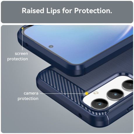Протиударний чохол Brushed Texture Carbon Fiber для Samsung Galaxy A35 - синій