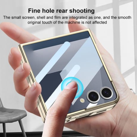 Чехол GKK Integrated металлизированная рамка Electroplating с магнитной 360 подставкой на Samsung Galaxy Flip 7 5G - фиолетовый