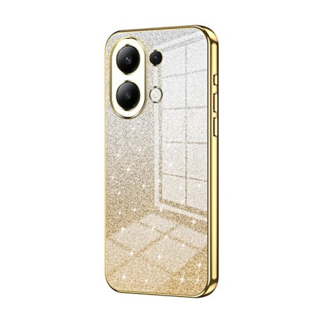 Ударозащитный чехол Gradient Glitter Powder Electroplated на Xiaomi Redmi Note 13 4G - золотой