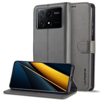 Чехол книжка LCIMEEKE Calf Texture на Xiaomi Poco X6 Pro - серый