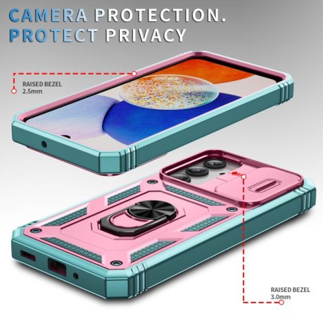 Противоударный чехол Sliding Camshield для Samsung Galaxy A26 5G / A17 5G - розово-зеленый