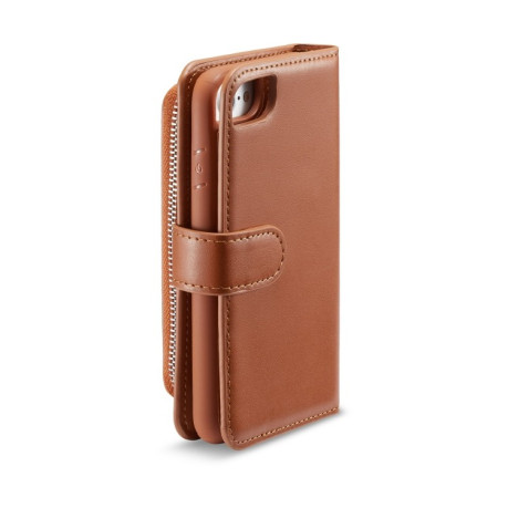 Чохол-гаманець Plain Texture Zipper на iPhone SE 3/2 2022/2020/8/7 - коричневий