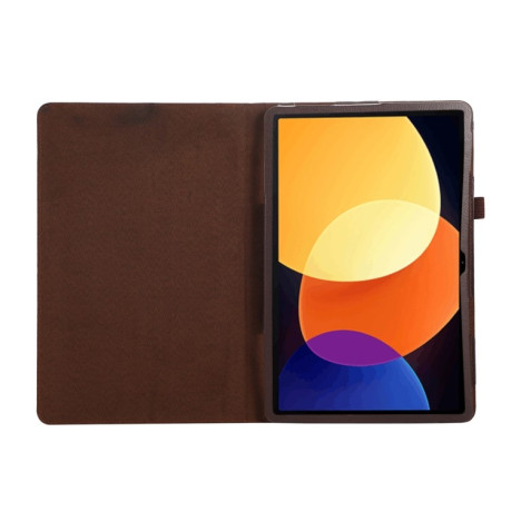 Чехол-книжка Litchi Texture для Xiaomi Pad 5 Pro 12.4 - коричневый