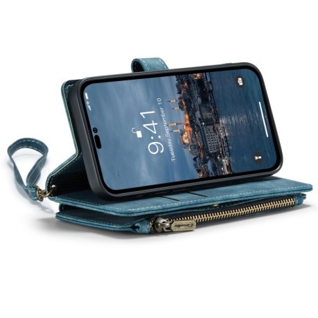 Шкіряний чохол-гаманець CaseMe-C30 для iPhone 14 Pro - синій