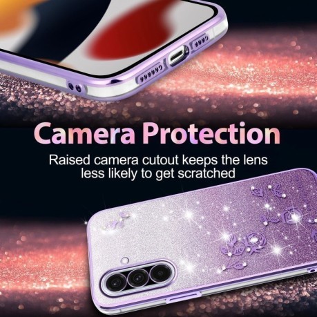 Протиударний чохол Gradient Glitter Flower All-inclusive для Samsung Galaxy A36 - фіолетовий
