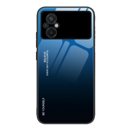 Стеклянный чехол Gradient Color на Xiaomi Poco M5 - черно-синий