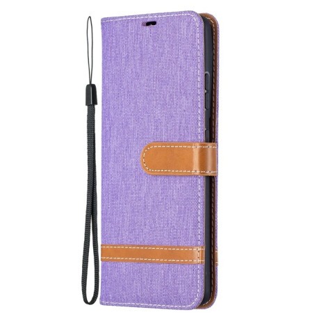 Чехол-книжка Color Matching Denim Texture на Samsung Galaxy S21 Ultra - фиолетовый
