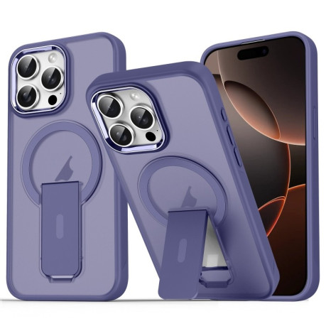Противоударный чехол Acrylic Hybrid TPU MagSafe Holder для iPhone 16 Pro Max - Dark Night Purple