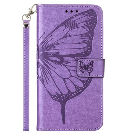 Чехол-книжка Embossed Butterfly для OnePlus Nord 2T 5G - фиолетовый