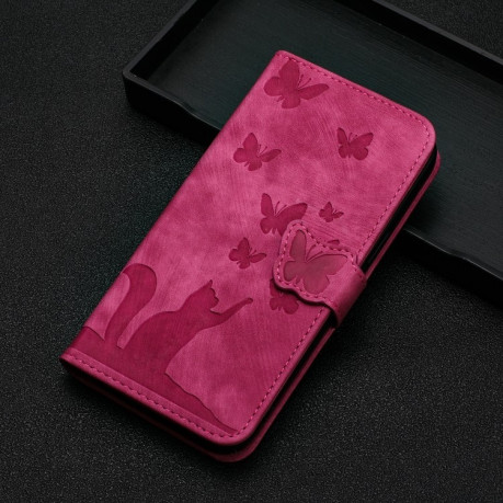 Чохол-книжка Cat Embossing Pattern на Xiaomi Redmi Note 13 4G - рожевий