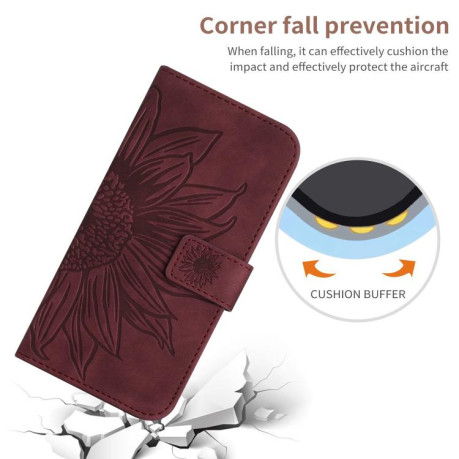 Чехол-книжка Skin Feel Sun Flower для Motorola Edge 60 5G - винно-красный