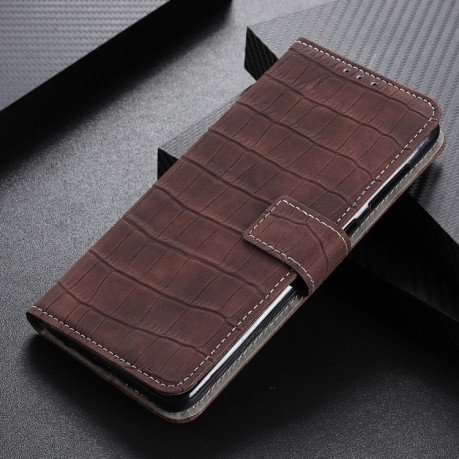 Чехол-книжка Magnetic Crocodile Texture на Samsung Galaxy S24 FE 5G - коричневый