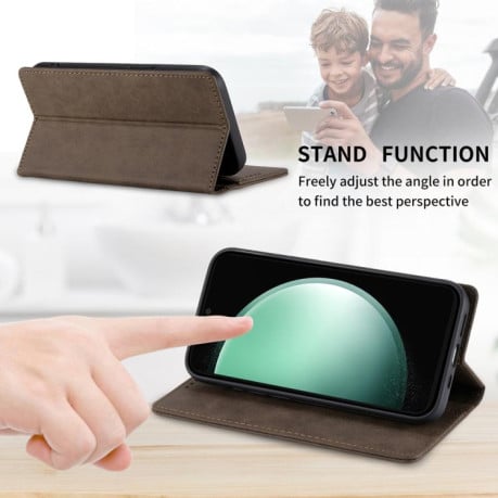 Чохол-книжка Business Solid Color із захистом від сканування RFID на Samsung Galaxy S25 FE 5G - коричневий