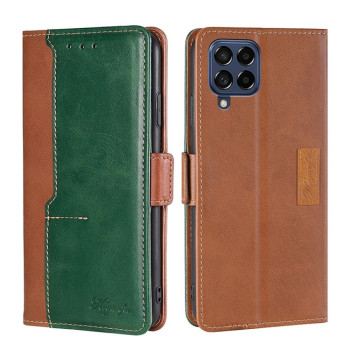 Чехол-книжка с магнитной застежкой и контрастной отделкой на Samsung Galaxy M53 5G - зеленый