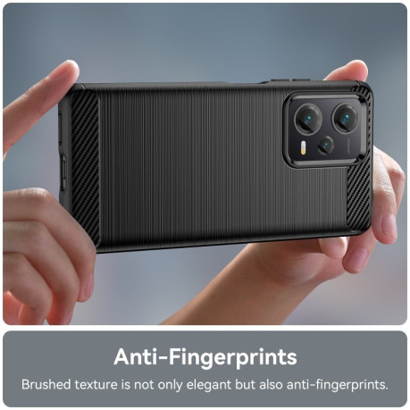 Противоударный чехол Brushed Texture Carbon Fiber на Xiaomi Redmi Note 12 Pro+ - черный