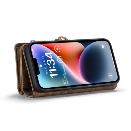 Чохол-гаманець CaseMe 008 Series Zipper Style на iPhone 15 Plus - коричневий