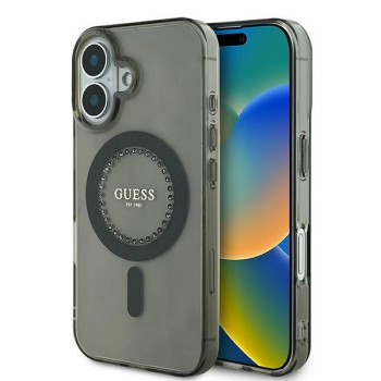 Оригинальный чехол Guess IML Rhinestones MagSafe для iPhone 16 Plus - Black