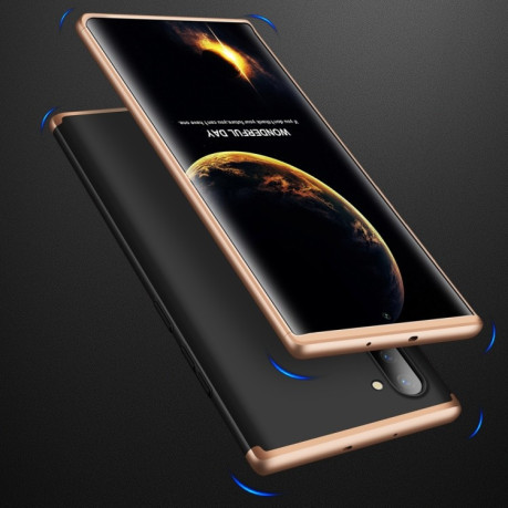 Противоударный чехол GKK Three Stage Splicing Full Coverage на Samsng Galaxy Note10- черно- золотой