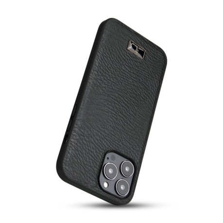 Противоударный чехол Fierre Shann Leather для  iPhone 14 Pro - Cowhide Black