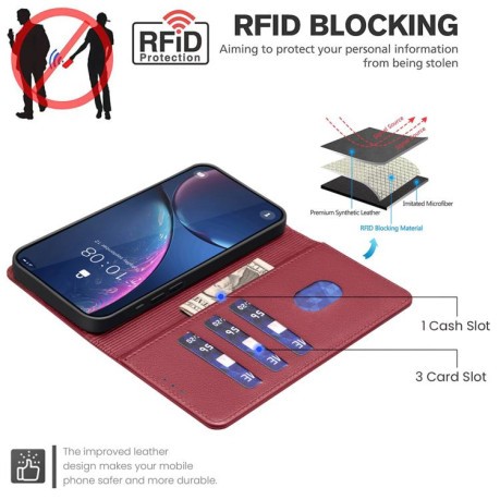 Чохол-книжка Litchi Texture RFID Anti-theft Leather для Motorola Moto G05 - червоний