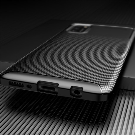 Чехол Carbon Fiber Texture на Samsung Galaxy A41 - коричневый