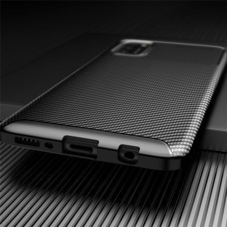 Чехол Carbon Fiber Texture на Samsung Galaxy A41 - Черный