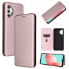 Чехол-книжка Carbon Fiber Texture на Samsung Galaxy A32 4G- розовый
